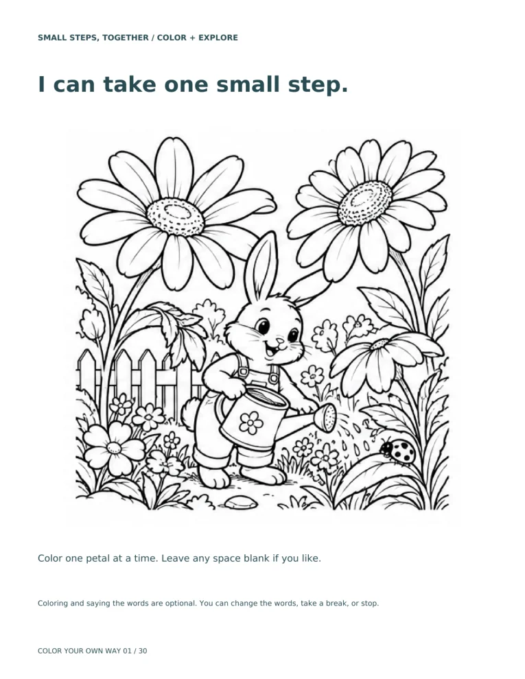 Actual black and white coloring activity included in the digital files