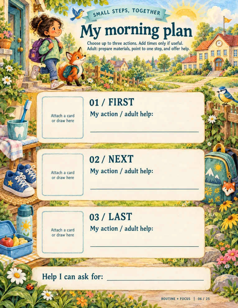 Actual printable morning routine board from the toolkit